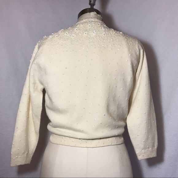 Rare vintage Banff sequin cardigan S/M winterwhite - Picture 3 of 14